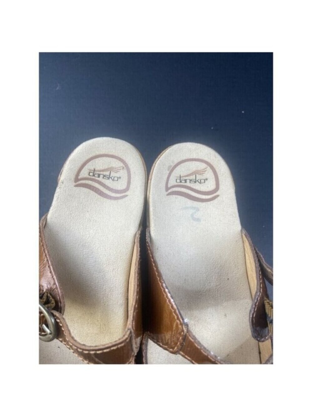 Dansko Bronze Patent Leather Criss Cross Strappy Slides Sandals Clogs  Size 41 - Picture 12 of 16